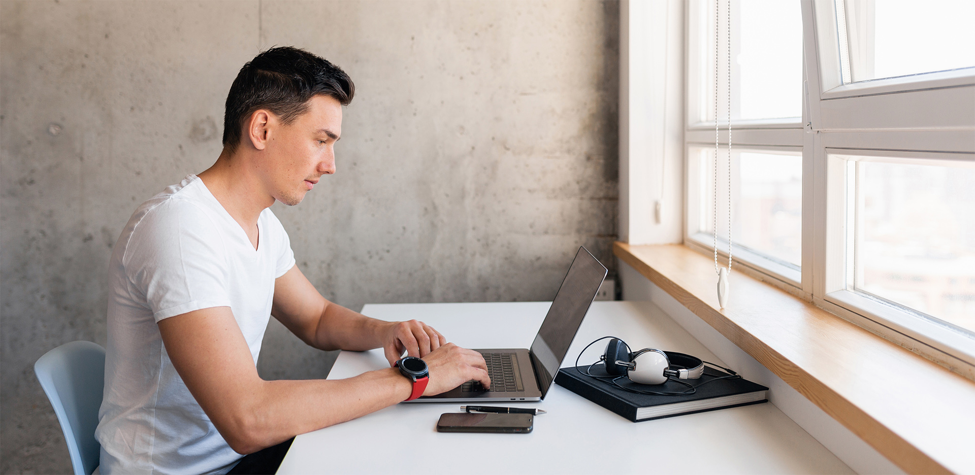 Man working on laptop